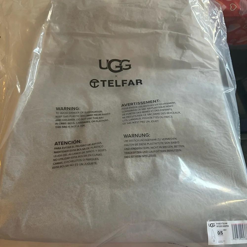 Ugg X Telfar Heather Grey Medium Fleece Shopper - Picture 2 of 9